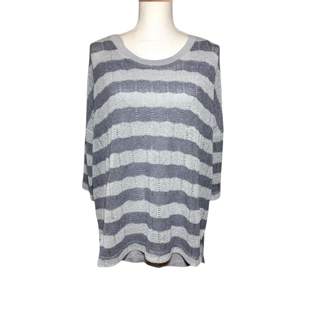 NWT Grace Elements Gray Knit Stripe Sweater with Tank Top Women Size Small